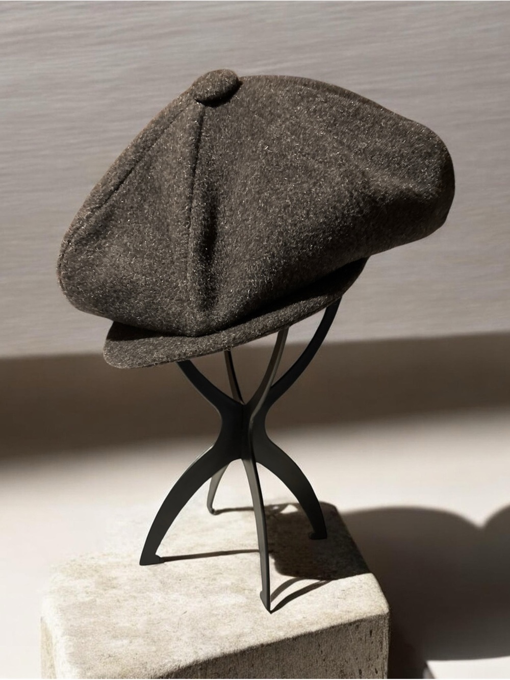 Classic Wool Newsboy Cap in Dark Taupe